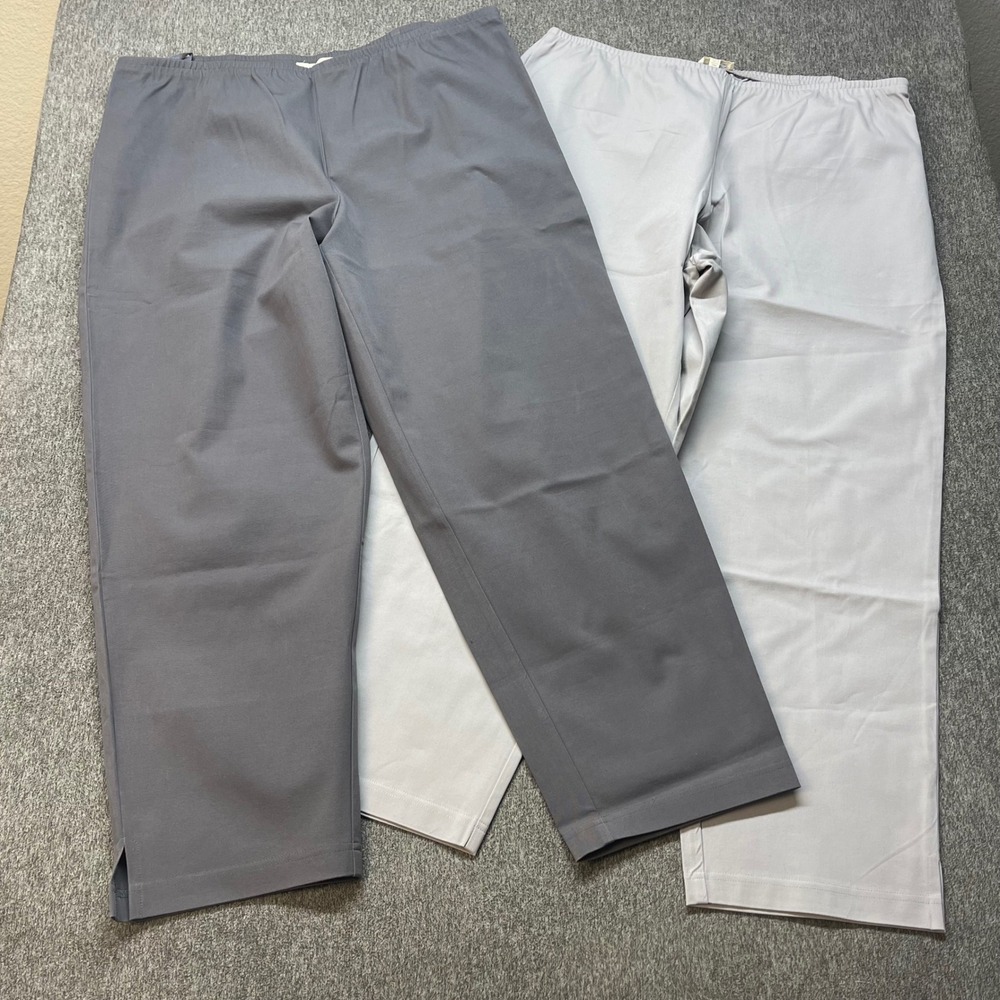 Eileen Fisher Womens XL Lot of 2 Gray Pull On Pants Elastic Waist Vented